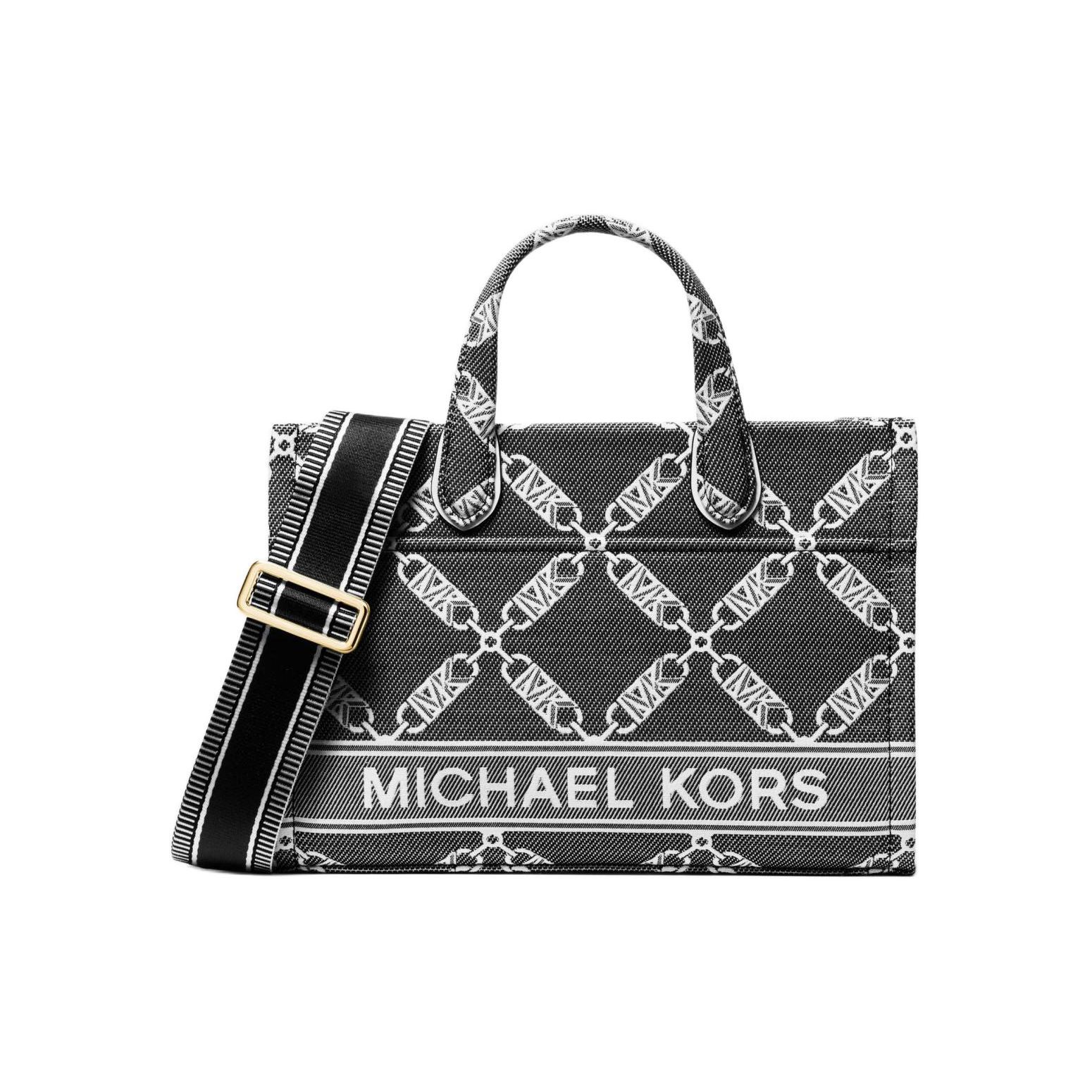 Michael Kors Gigi Diamond Pattern Logo Fabric Tote Bag Women tote bags Black 30S4G3GM5J-BLK-OPTICWHT Basic Set (Bag+Dust Bag)