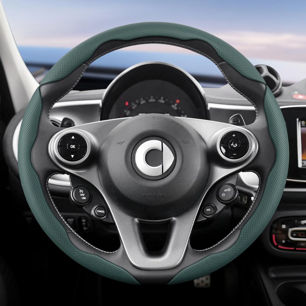 Vcxja9 Vhodné pro Smart Prodyšný Kožený Potah Volantu s Dírami Segmentovaný Design Rychloupínání Protiskluzový a Odolný Fortwo 451 450 453