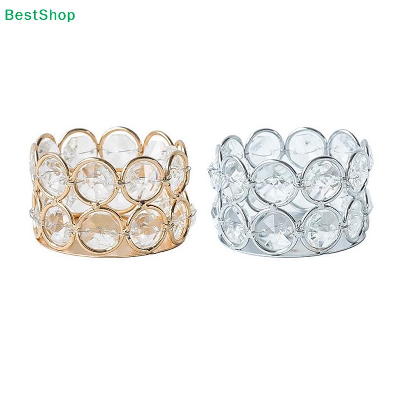 Gold Crystal Tealight Holder - Decorative Beaded Candle Holder for Wedding & Home