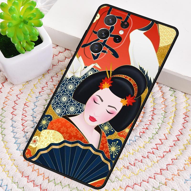 Japanese geisha Luxury Silicone Phone Case For Samsung Galaxy note 10 pro S26 S25 S24 S23 S22 S21 Plus S25Ultra Capa Cover