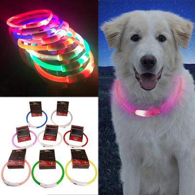 Nové LED světlo na obojky pro psy USB dobíjecí svítící obojky s bleskem pro domácí mazlíčky