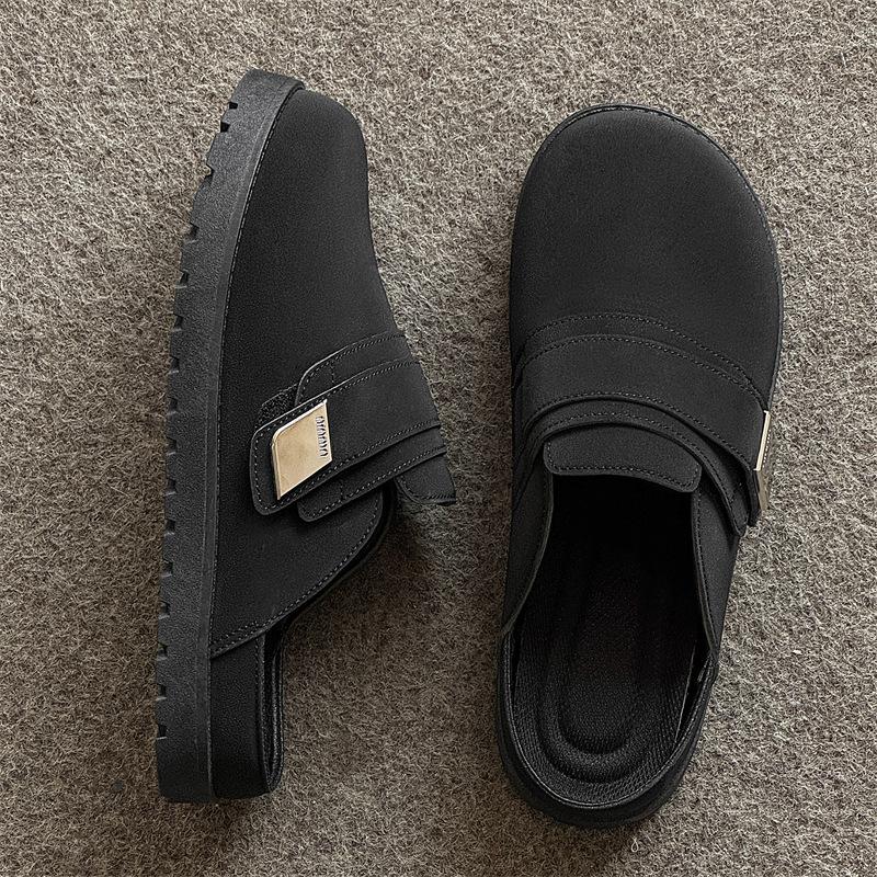 Fashion 2025 Autumn New Men's Retro Niche Design Casual Thick Soled Half Slippers Fashion Versatile Comfortable Non Slip Chunky Draggers
