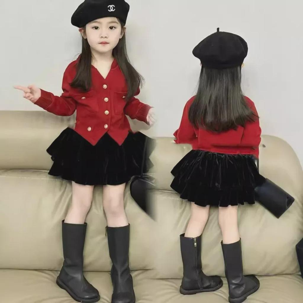 Velvet High-Waist A-Line Skirt for Women & Girls - Autumn/Winter Collection