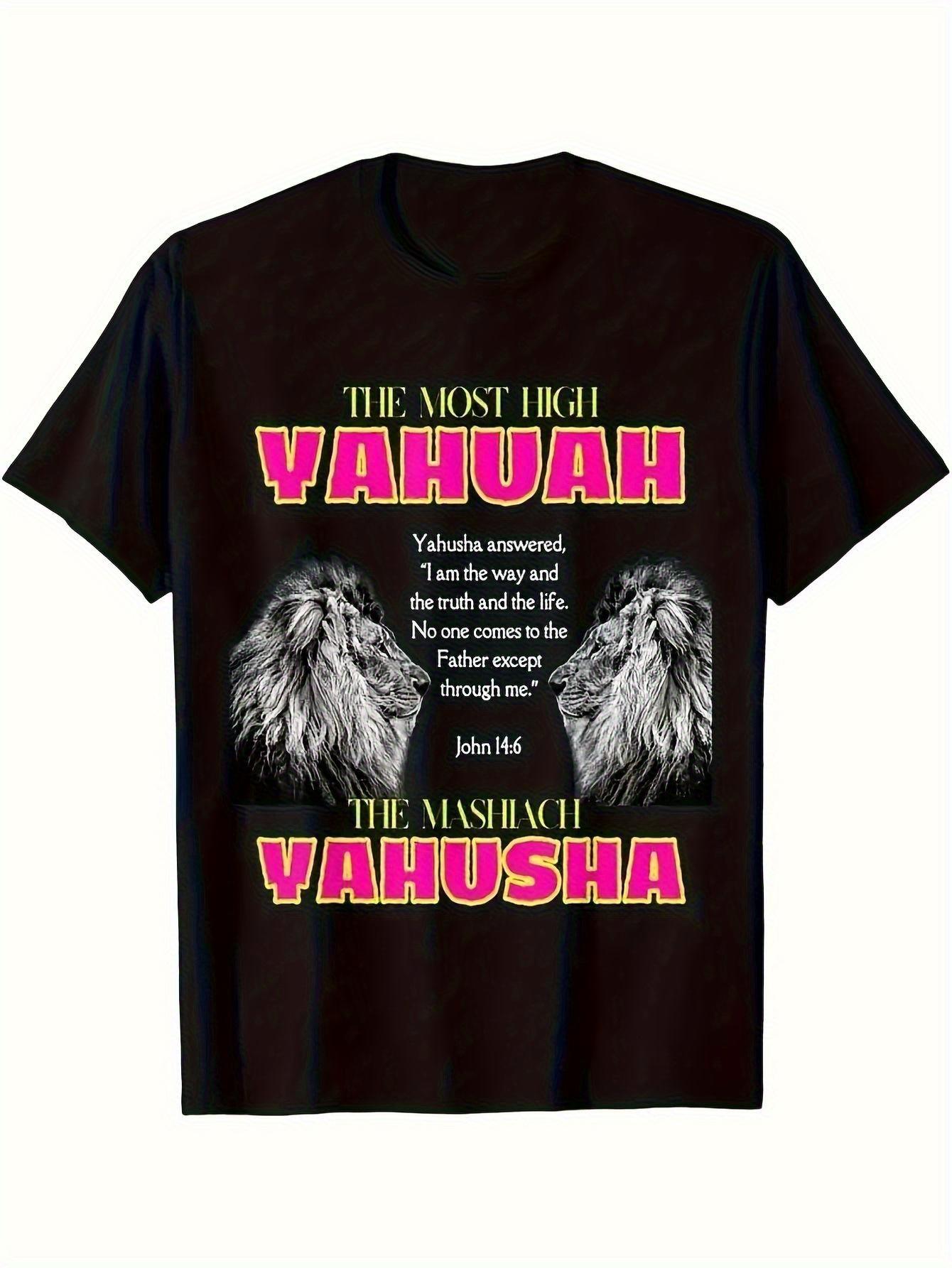 

Premium & WoSupreme Yahuya T-shirt - 100% Cotton Soft Breathable Crew Neck Tee with Lion of Judah & Inspirational Quote Graphic XXL