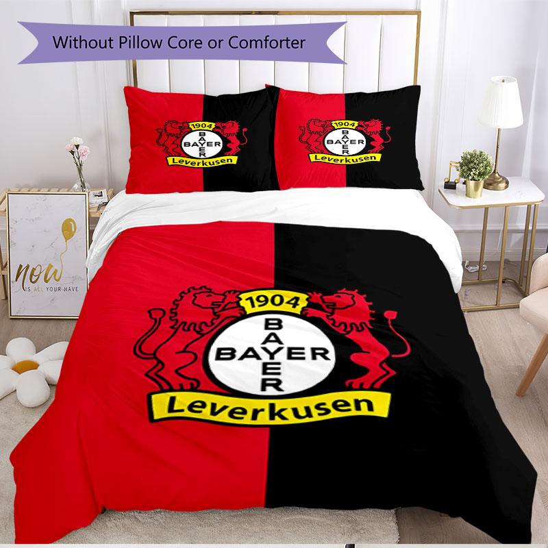 3-teiliges Bettbezug-Set (1 * Bettbezug + 2 * Kissenbezug, ohne Kern), Bayer 04 Leverkusen Druck Weiches Ganzjahres-Bettwäscheset, Heimschlafzimmer Dekor Geschenk