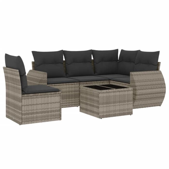 VidaXL Garden Lounge Set with Cushions 6 Pcs, Patio Sofas, Patio Furniture Set, Outdoor Furniture, Grey 3253719