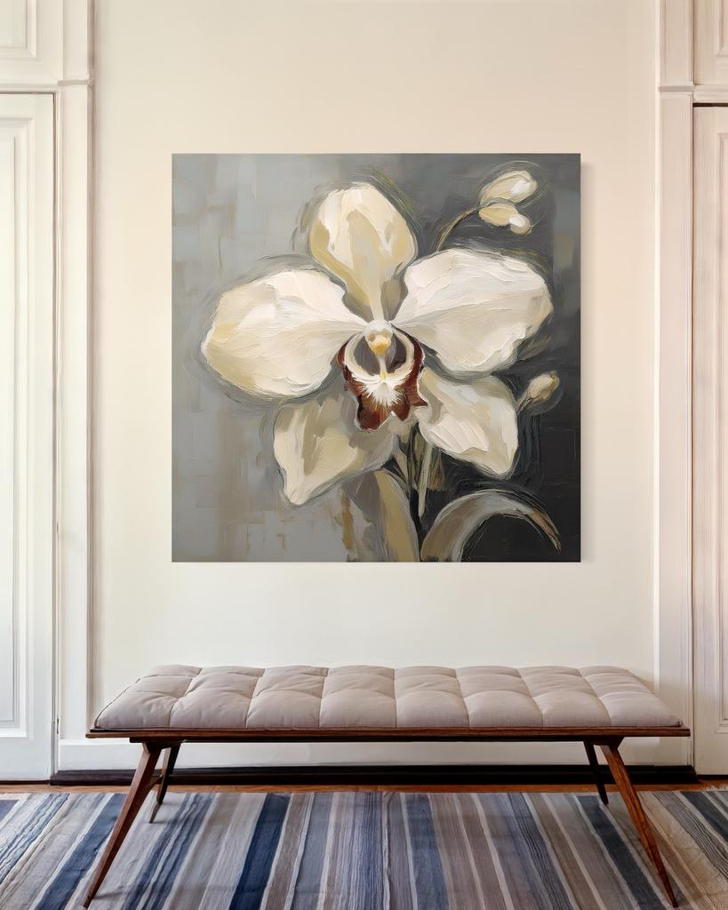 Canvas Print, White Painted Orchid