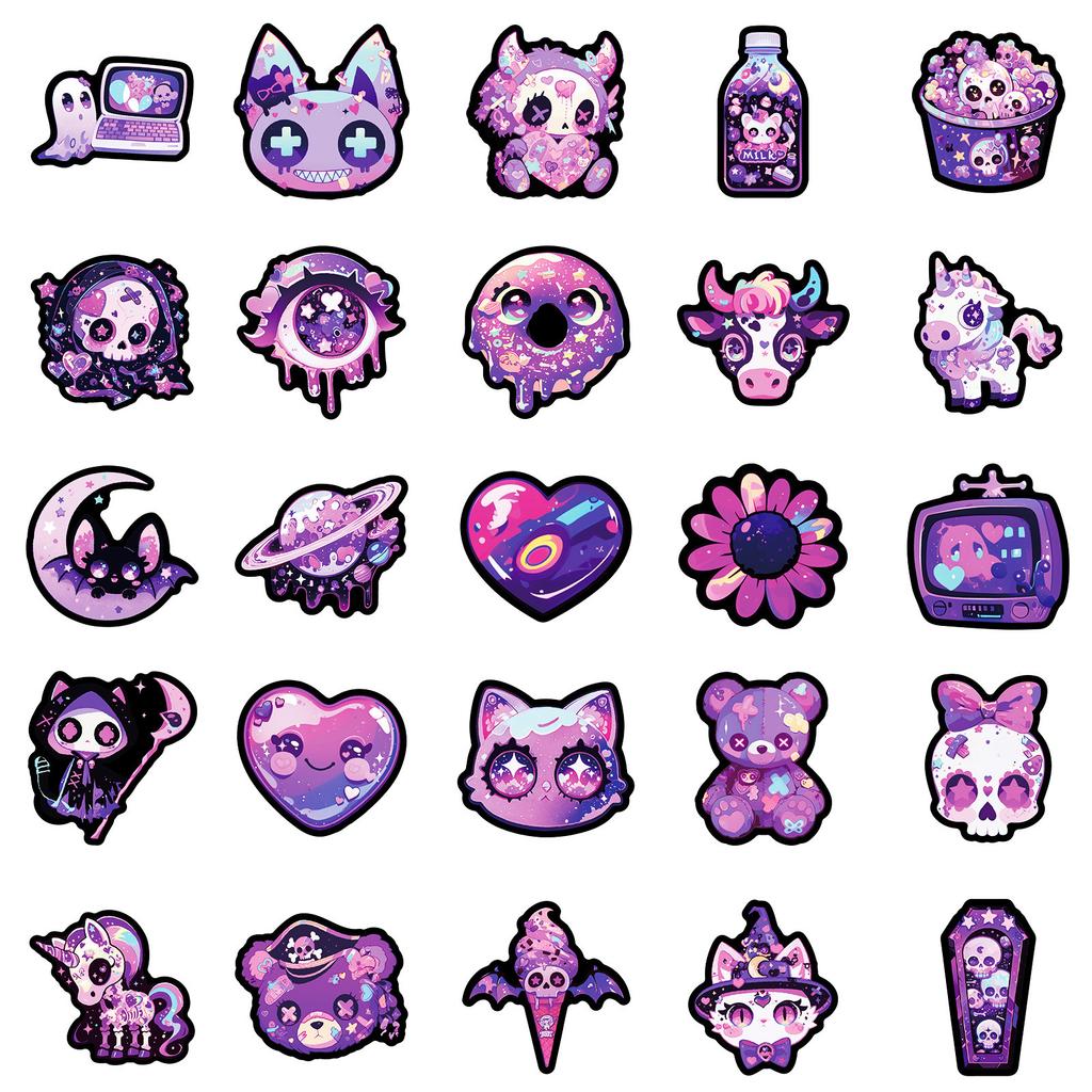 50 Purple Gothic Graffiti Stickers DIY Personalized Handbook Material Waterproof Stickers