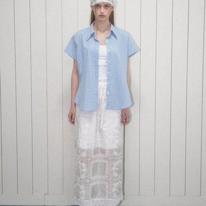 MOROA Lace triangular scarf-White