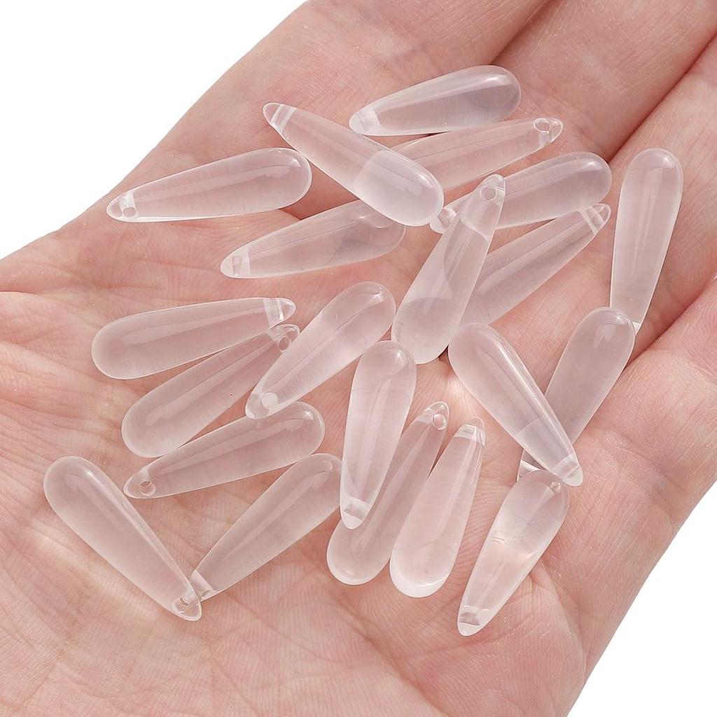 5Pcs/pack Long Water Drop Beads Charm Resin Imitation Jade Water Drop Pendant Jewelry Pendant DIY Necklace Accessories
