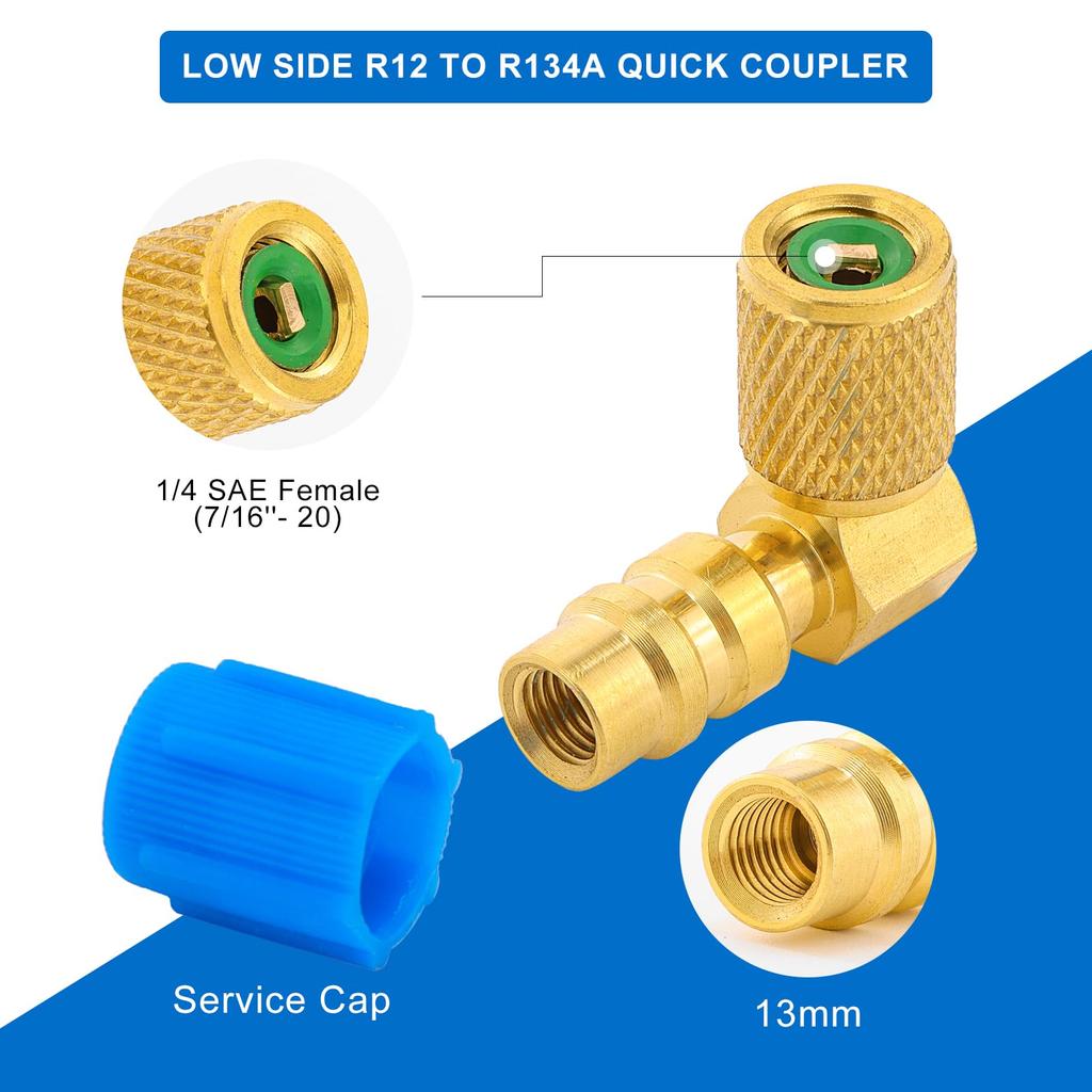 Tigbear R12 To R134A AC Fitting Adapter Kit, Hi/Lo AC