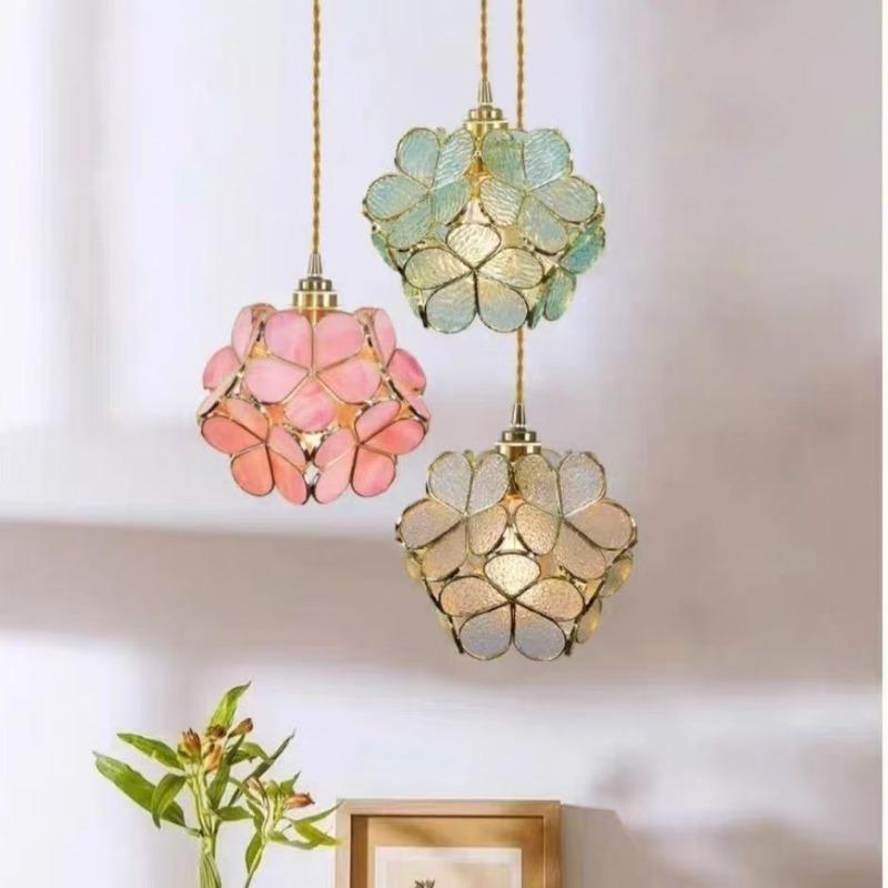 Lămpi Suspendate din Sticlă Lampă de Plafon LED Decor Acasă Candelabru Suspendat Felinar Floare Lustre Agățate Corp de Iluminat Insulă Bucătărie