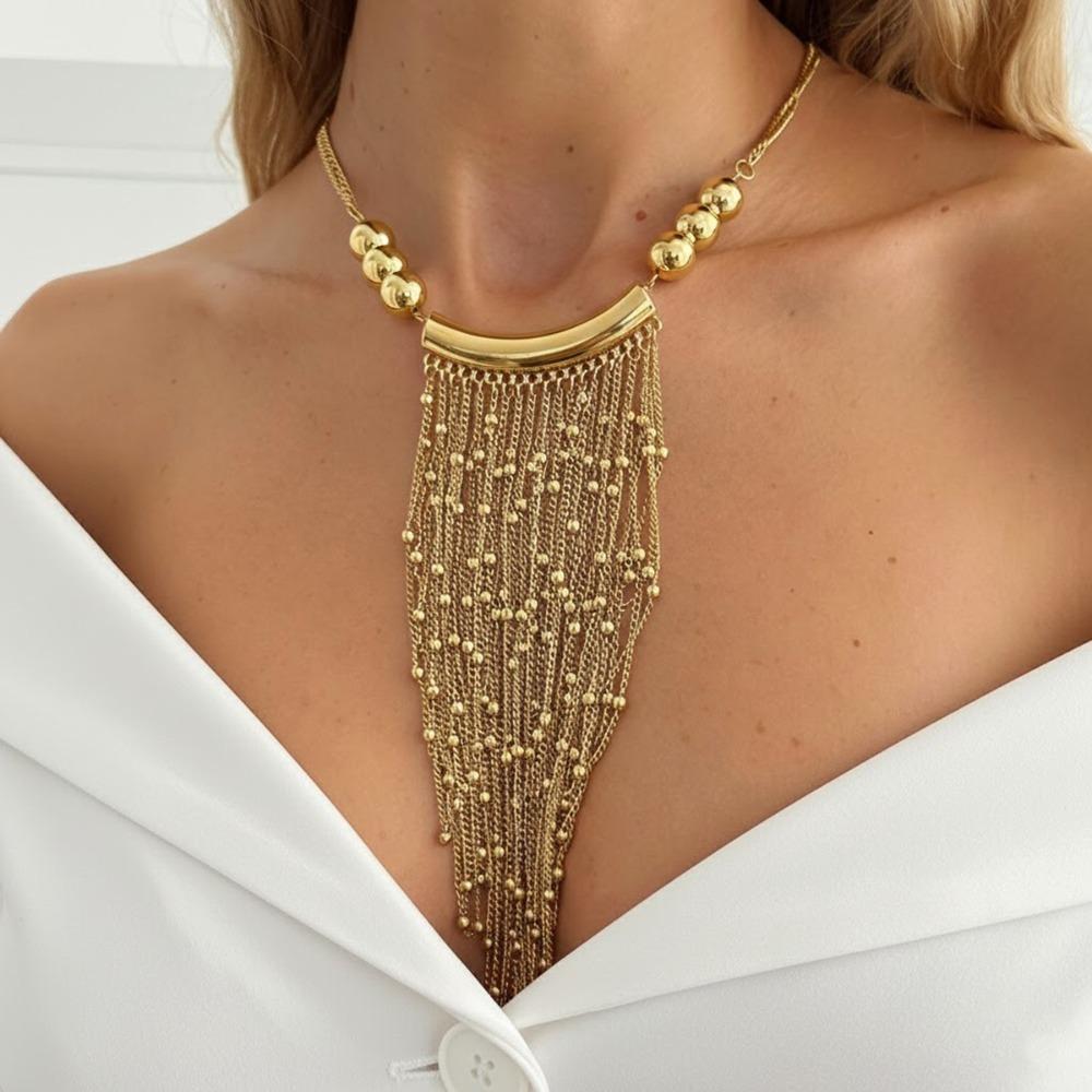 Light Luxury Tassel Chain – Sparkling Diamond Detail, Elegant Necklace for Party or Daily Wear, Timeless Feminine Style