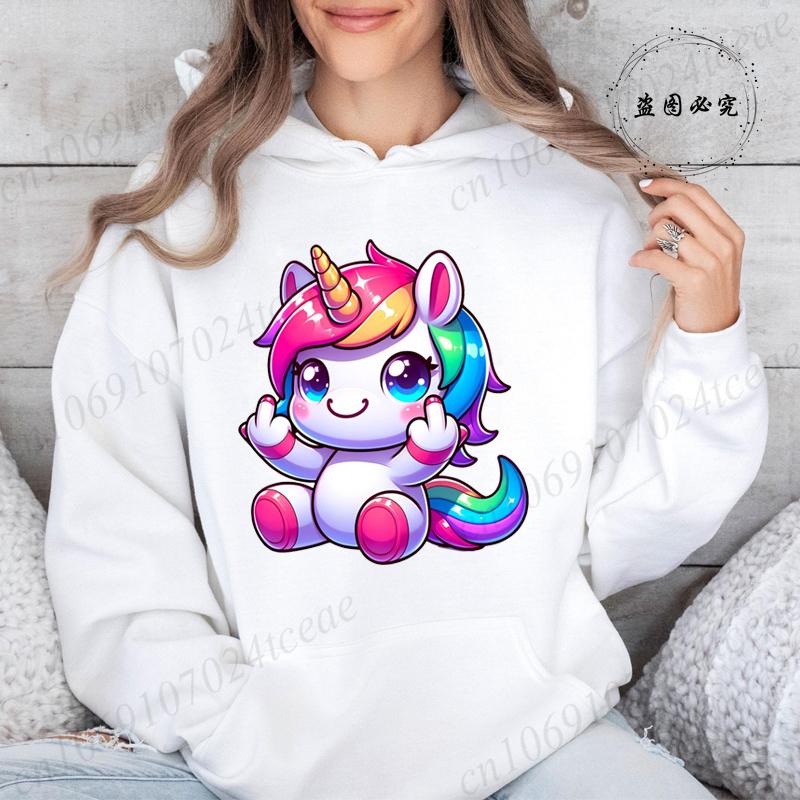 Women Hoodies Funny Unicorn Sarcastic Print Hoodie Fashion Clothing Casual Female Sweatshirts Funny Unicorn Fashion Streetwear