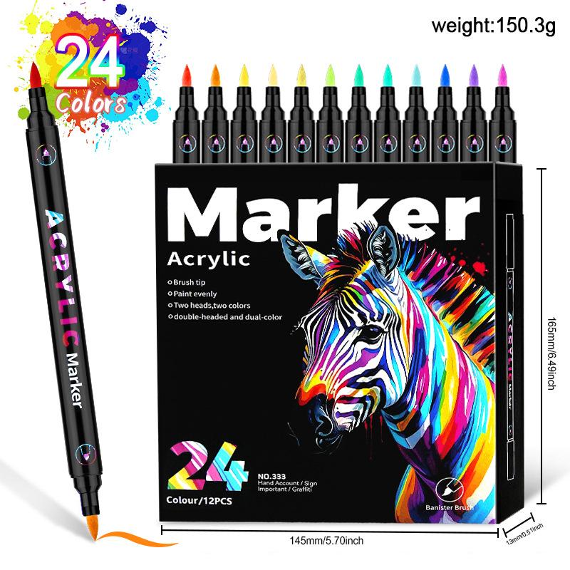 24/48/72 color Double-head Different Color Acrylic Children's Special Drawing Quick-drying  Non-fading  Stackable  Markers
