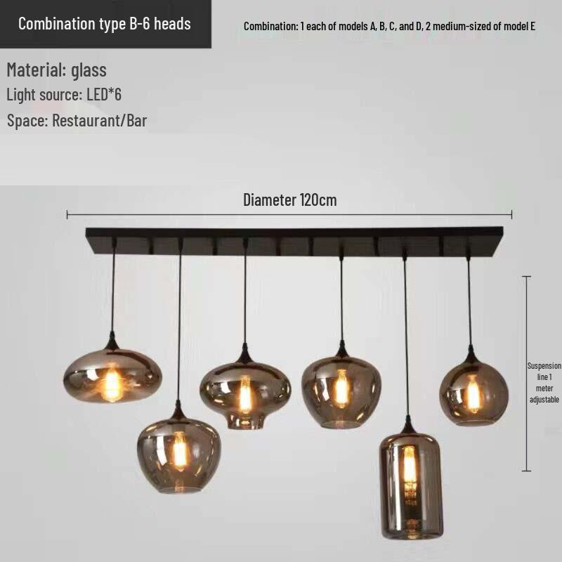 Modern Multi-Head Glass Chandelier Pendant for Dining Room