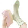 MiiOW Women's Socks, Summer Thin Style, Slouchy Socks with Ruffled Edges, Mesh Mid-Calf Socks, Breathable Cotton Socks to Match Leather Shoes