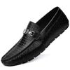 Fashion Summer Genuine Leather Mens Loafers Comfortable Flat Casual Shoes Men Breathable Slip-On Soft Driving Shoes Luxury Moccasins Man