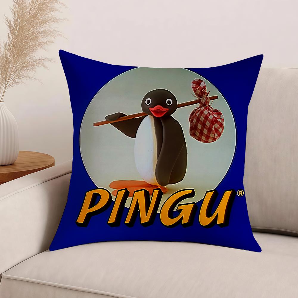 Cartoon P-Pingu Funny Meme Pillow Case Office Cushions Suitable For Sofa Car Bedroom Decorative Cushion Cover