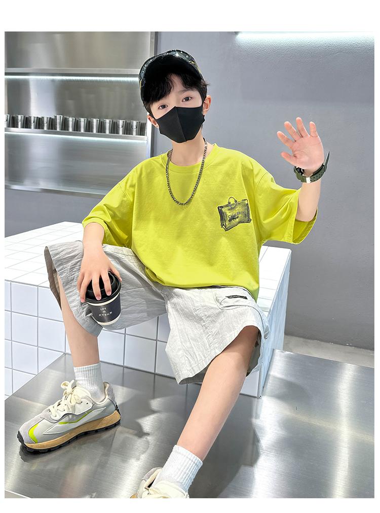 Boys' Short sleeved Set Summer Thin Edition 2026 New Children's Clothing Rascal and Handsome Casual Sportswear Boys' Summer Fashion