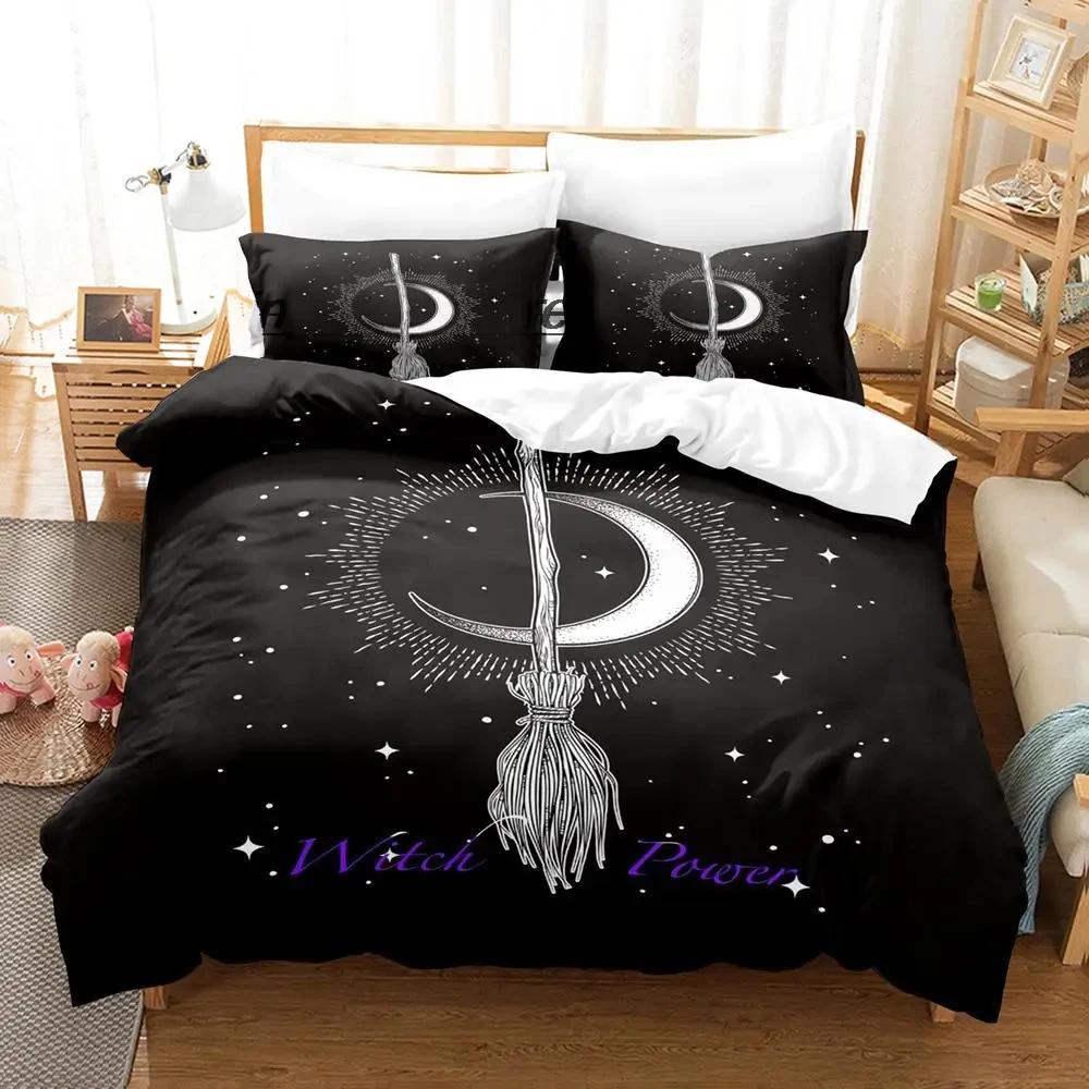  Witch's Moon Bedding Set Single Twin Full Queen King Size Aldult Boys Bedroom Duvetcover Sets Anime Bed Sheet Set New