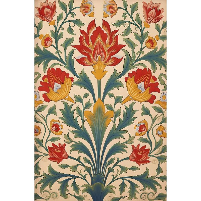 Vintage Indian Folk Art Tree of Life Lotus Floral Canvas Painting  Persian Pattern Wall Decor Poster for Home Room