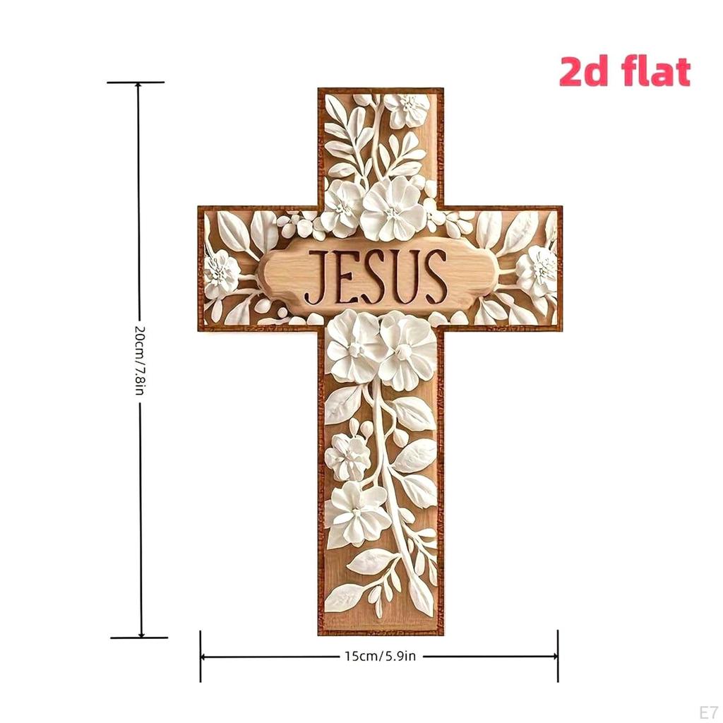 2D Acrylic Art Religious Wall Cross .8x11.8inch Elegant Artwork for Baptism, Wedding Accessory