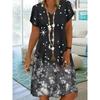 Spring and Summer Women's Elegant Short Sleeved Dress, Fashionable Printed Elegant Dress V-neck Women's Dress