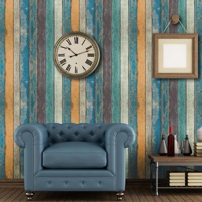Mediterraner Streifen Selbstklebende Holzmaserung Tapete Retro Nostalgische Holzdiele Wohnzimmer Heimdekoration Wandaufkleber