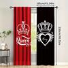 2pcs- Black and Red King and Queen Polyester Curtains, Pole Bag Curtains 42*84, Bedroom, Living Room, Home Room Decoration