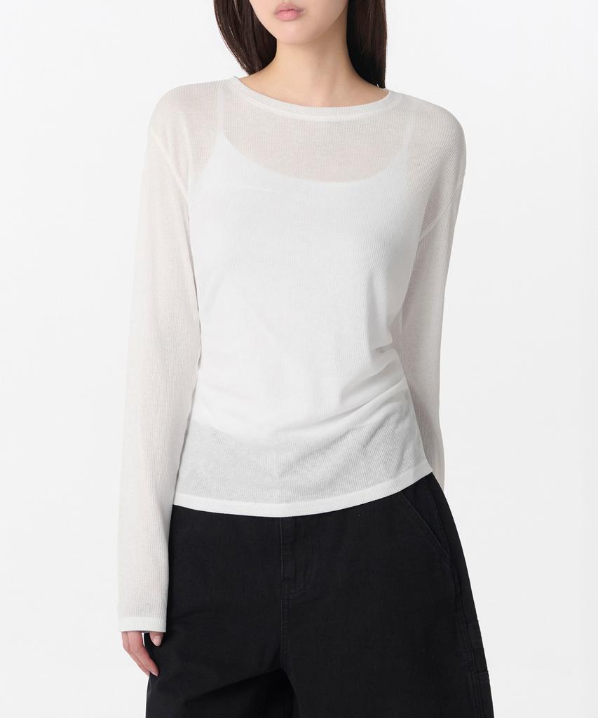 MUSINSA STANDARD WOMAN Women'S Linen-Like Long-Sleeve Knit T-Shirt [White]