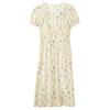 Sancai Lyocell Floral Puff Sleeve A-Line Dress