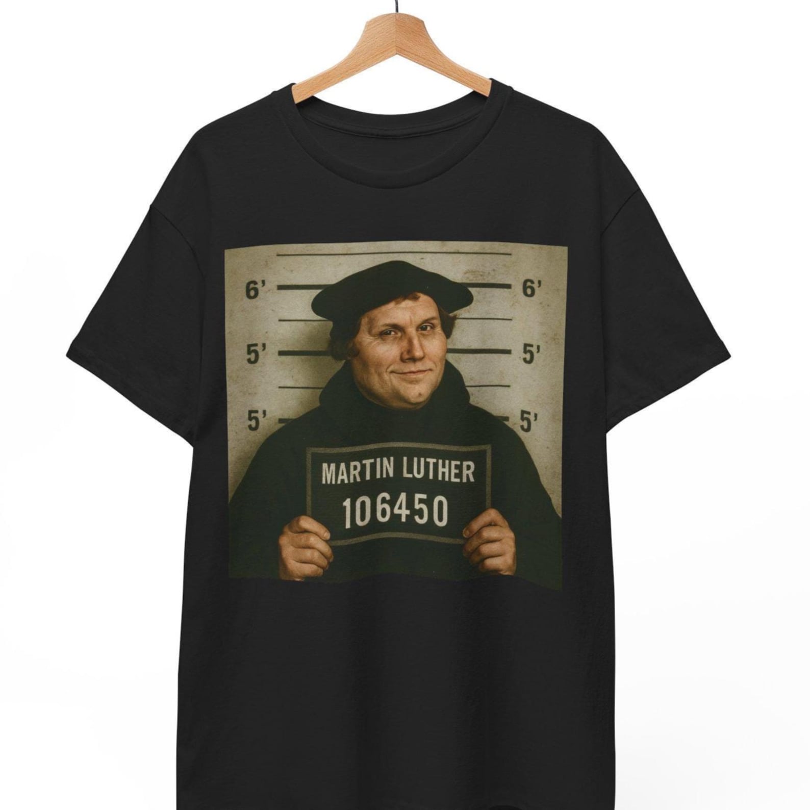 Martin Luther Mugshot T-Shirt: Retro Reformation Meme Tee 2XL