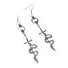 European & American Gothic Skull Snake Sword Long Earrings - Retro Punk Style