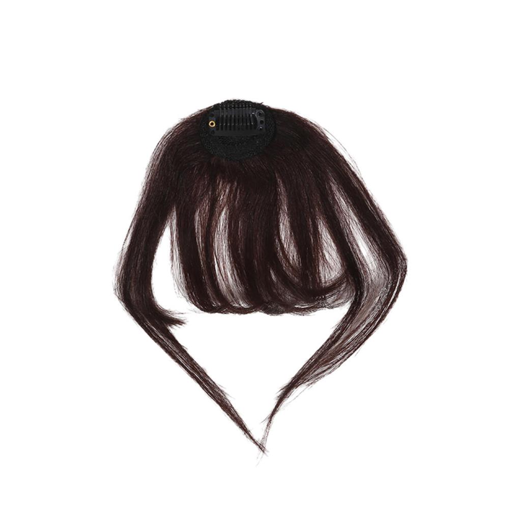 Human Bangs Natural Brown Middle Part Wispy Bang Hair Clip In Bangs Fringe Hairpiece for Women Clip On Air Bang