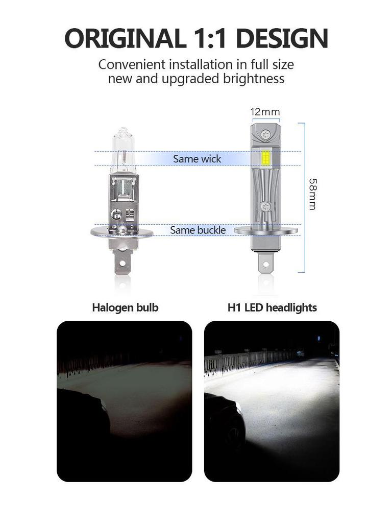 H1 3570 Mini LED Car Headlights - Direct Plug