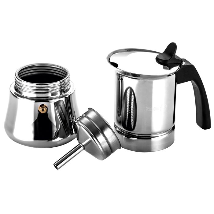 Cafetière Expresso Italienne Induction, Acier Inoxydable 6 Tasses De Café FAGOR Etnica Argent 00383