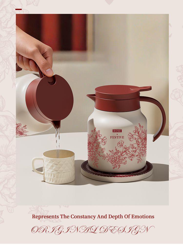 2026 Red Insulated Thermos Flask Set with Tea Infuser - Bride's Dowry Wedding Gift