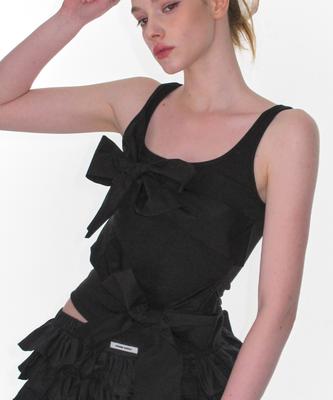 CRANK Double Ribbon Tie Sleeveless_Black