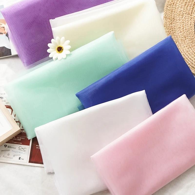 1m/2m/5m Soft Organza Mesh Fabric Making Wedding Dresses Curtain Scene Decoration Handmake DIY Sewing Fabrics TJ0031