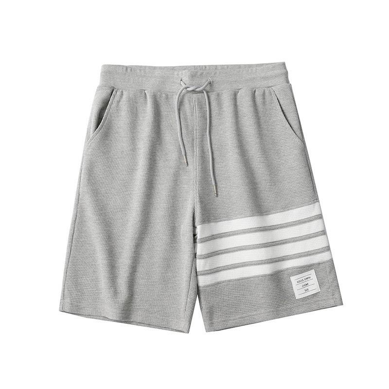 Men's Trendy Quick-Dry Summer Waffle Shorts - Casual Straight Sportswear with Four Stripes