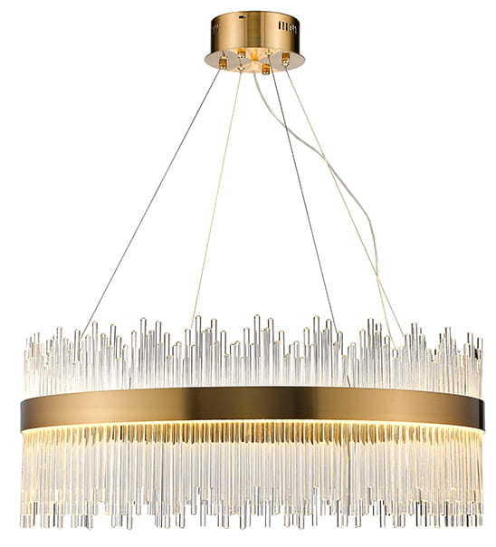 Delhi Crystal Rods - Chandelier 60cm 3000K LED 35W, Gold