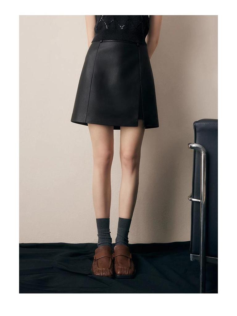 Damen Retro A-Linien Lederrock mit Schlitz - Petite Sommer 2025 Edition