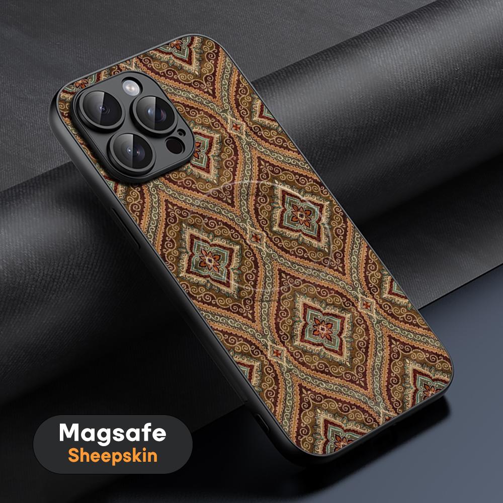 Persian rug floral art design ins Phone Case For iPhone 17 16 15 14 13 12 11 Plus Pro Max High-end Luxury Magsafe Sheepskin