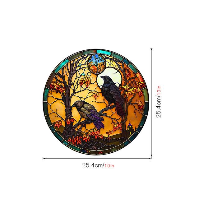 1-10PCS Halloween Stickers with Crow Cat Castle Tree Pumpkin Design Non Adhesive Electrostatic Window Film for Home Decoration