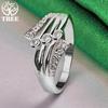 ALITREE 925 Sterling Silver Zircon Crystal Wing Ring For Women Rings Lady Fashion Engagement Wedding Party Jewelry Birthday Gift