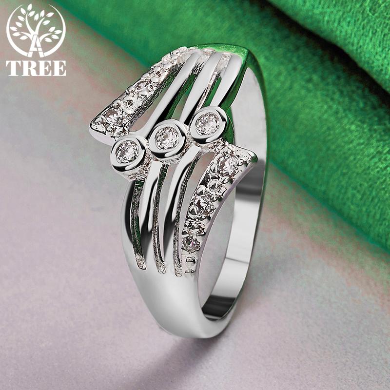 ALITREE 925 Sterling Silver Zircon Crystal Wing Ring For Women Rings Lady Fashion Engagement Wedding Party Jewelry Birthday Gift