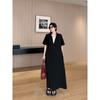 DIMANAF 2026 Plus Size New Black Dress Summer Women Shirt Dress Loose Beach Casual Long Dresses V-Neck Elegant