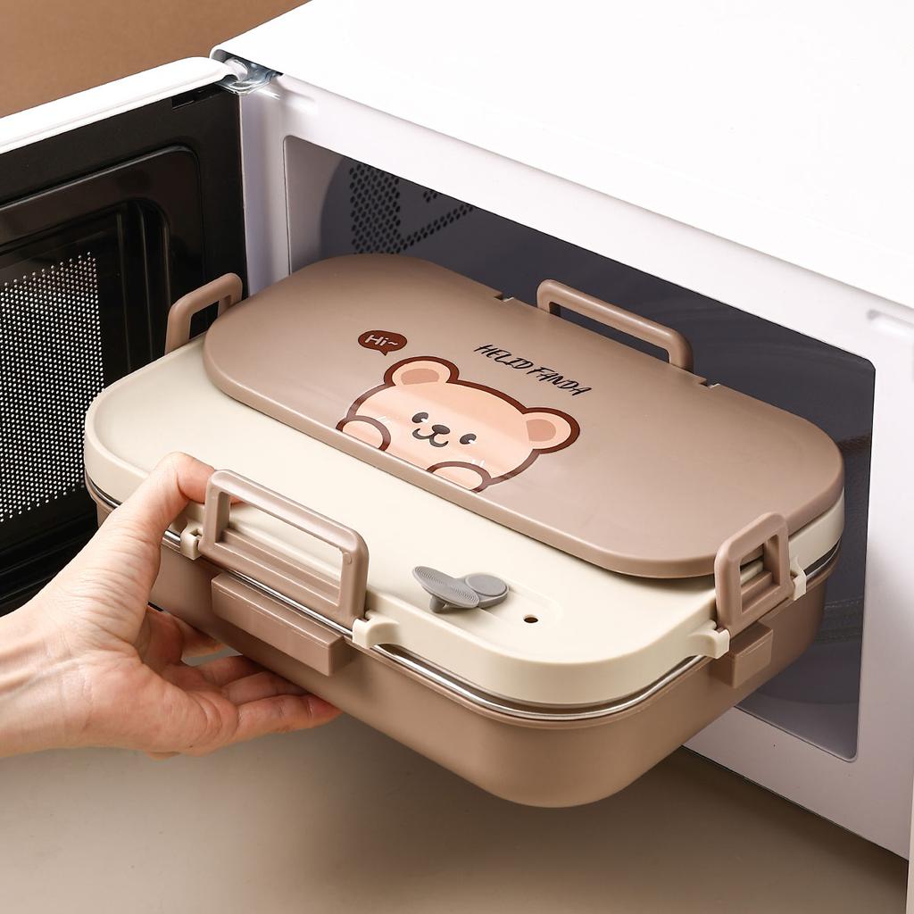 WORTHBUY 4/5 Grids 304 Stainless Steel Lunch Box With Cutlery&Bowl Portable Food Contianer for Hot and Cold Food For Student Kid