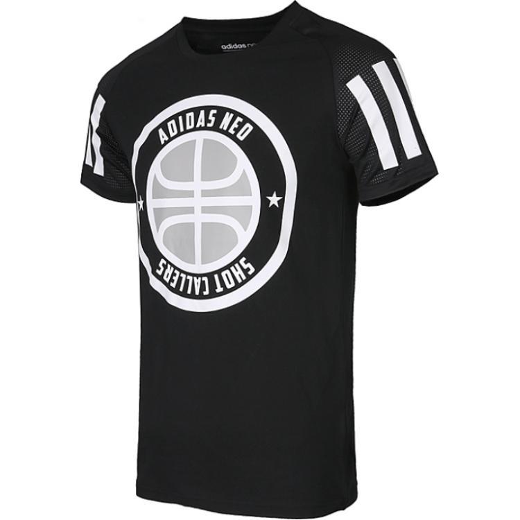 Adidas Neo Lifestyle Casual Series Round Neck Comfortable Pullover Raglan Sleeve Striped Short Sleeve T-Shirt Men T-Shirts Black CV6938